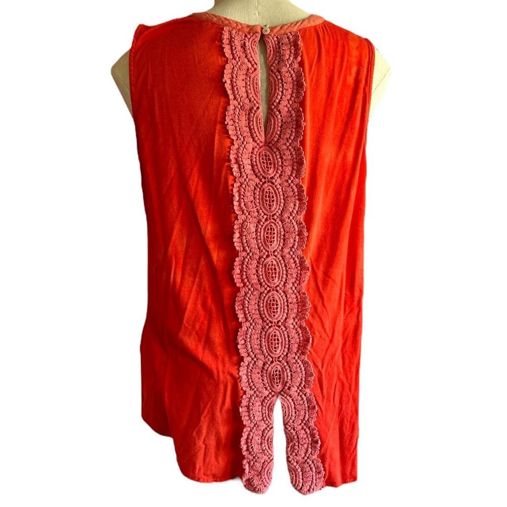 Womens Tank Top Side Medium Upcycled Orange Tie Dye Flowy Summer Hippie Fun - Picture 4 of 8
